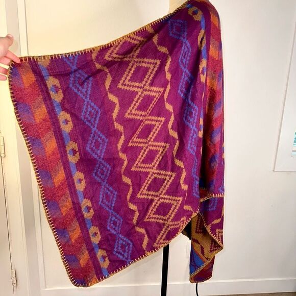 Eddie Bauer Womens Boho Southwestern Reversible Blanket Shawl One Size Colorful - Picture 5 of 7